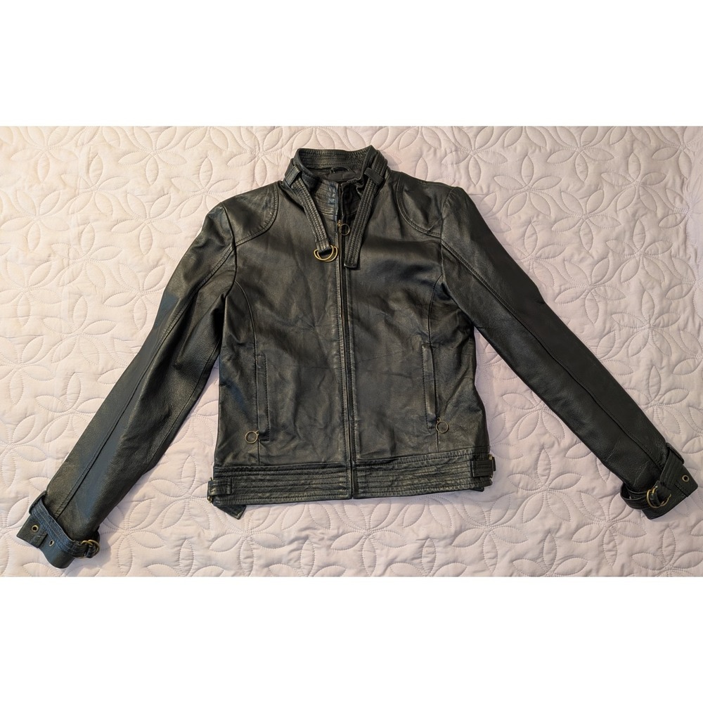 La Chateau Pig Leather Jacket Women's Medium Black